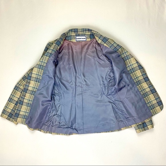 1970s Bobbie Brooks Plaid Blue and Cream Vintage Blazer. Petite/Juniors 10. - Picture 6 of 11